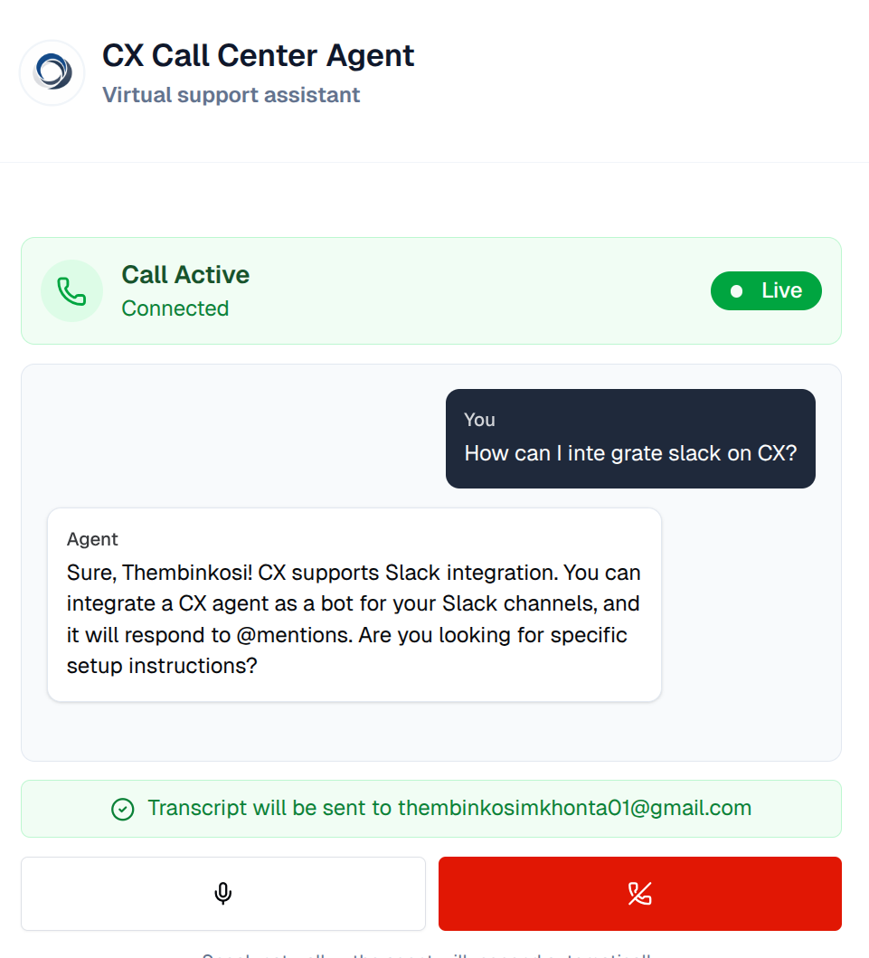 Virtual Call Center Agent